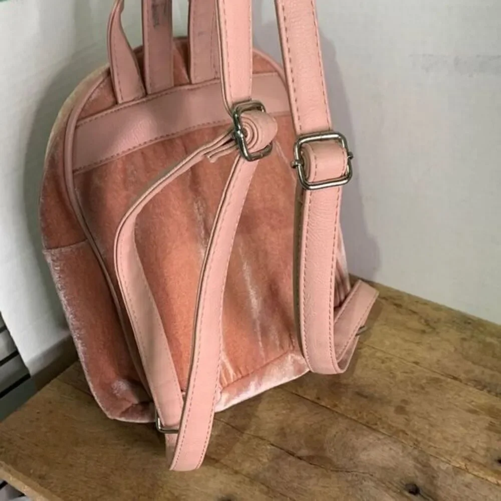 Charlotte Russe pink small backpack purse. Faux velvet Y2k‎
